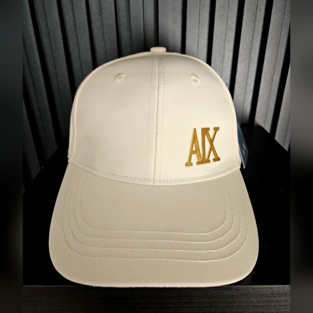 Armani Exchange Cream Cap with Gold Logo